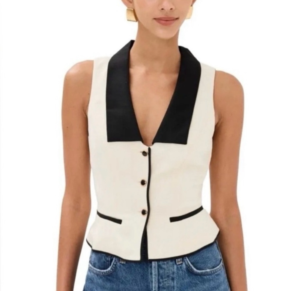 Reformation Cream and Black Tuxedo Vest